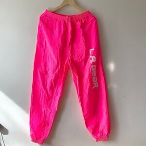 LA GEAR Vintage 80s 90s Neon Fuchsia Pink Windbreaker Pants Large